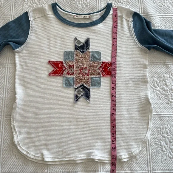 Free People We The Free Lone Star Patchwork Long Sleeve Thermal Top Small - Picture 11 of 12